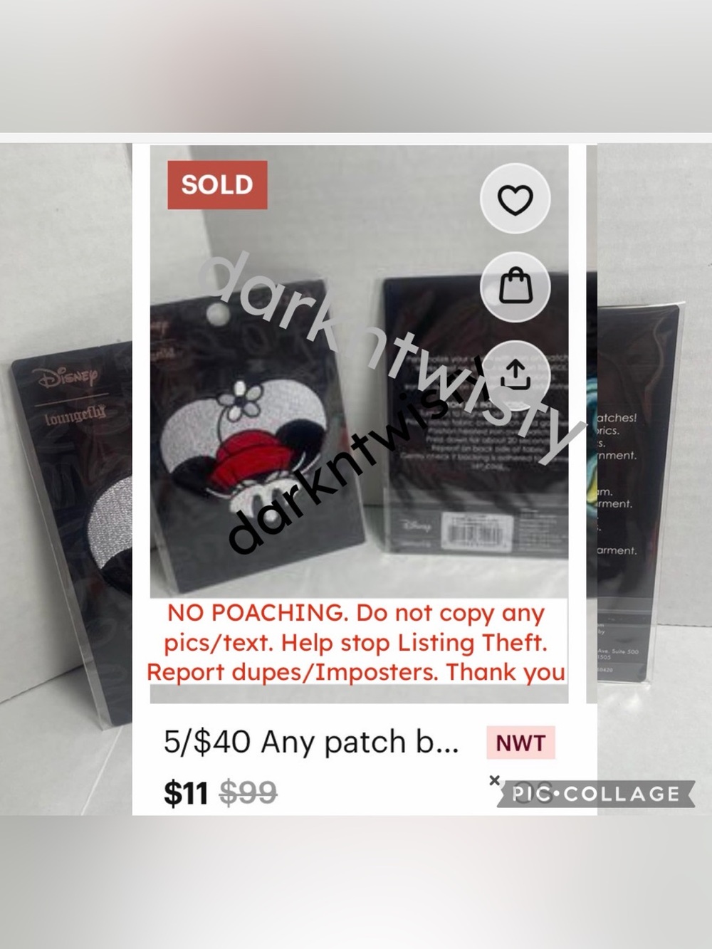 COULD BE FREE 5/$40 iron on patch bundle. Loungefly Disney Minnie Mouse Heart - Picture 2 of 2